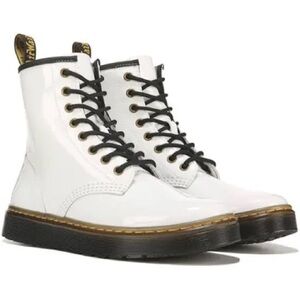 Dr. Martens Women’s Softy 11821 Grunge Combat White Leather Boots Size 8